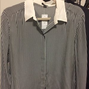 Ann Taylor | Silk Striped Button-Down Blouse